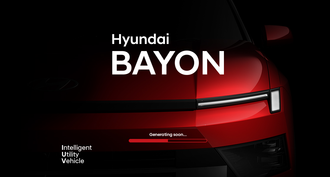Hyundai BAYON rear exterior teaser featuring signature LED tail lamps, futuristic SUV design language, connected mobility innovation, premium styling, and Hyundai's upcoming intelligent SUV.