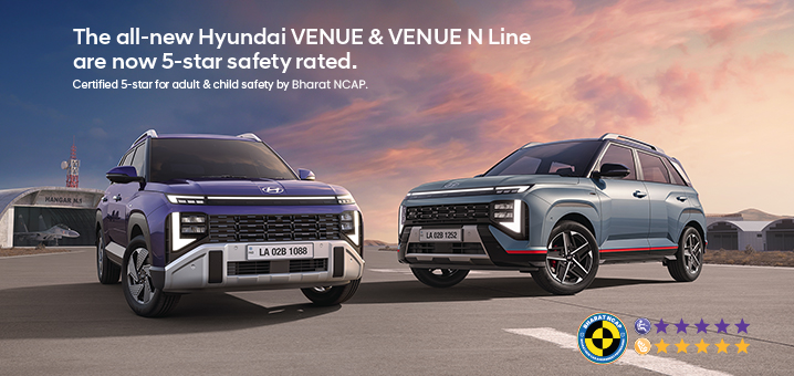 The all-new Hyundai VENUE and VENUE N Line Achieve 5-Star Safety Rating at Bharat NCAP