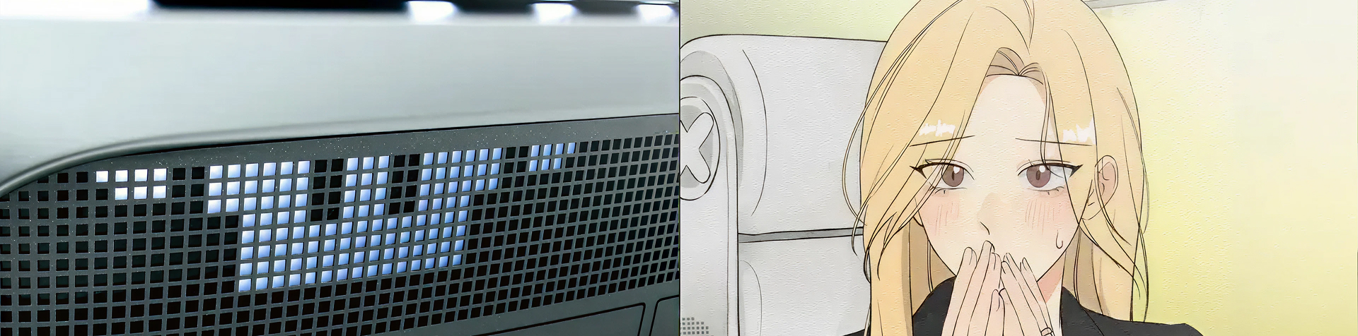 (left)The whimsical Mr. Pix appears inside the Hyundai Concept THREE, (right)The character, Ah-In, is one of the first protagonists in the new Hyundai webtoon story