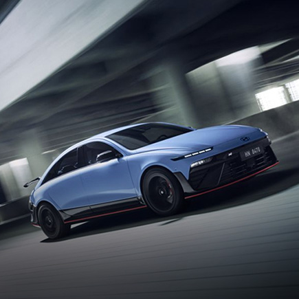 The IONIQ 6 N showcases its sleek design and powerful stance