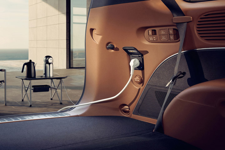 Using the V2L feature to power devices during outdoor activities.