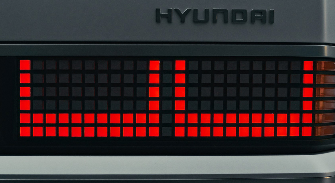 Hyundai Parametric Pixels are shown in the tailight of the Hyundai Heritage Series PONY