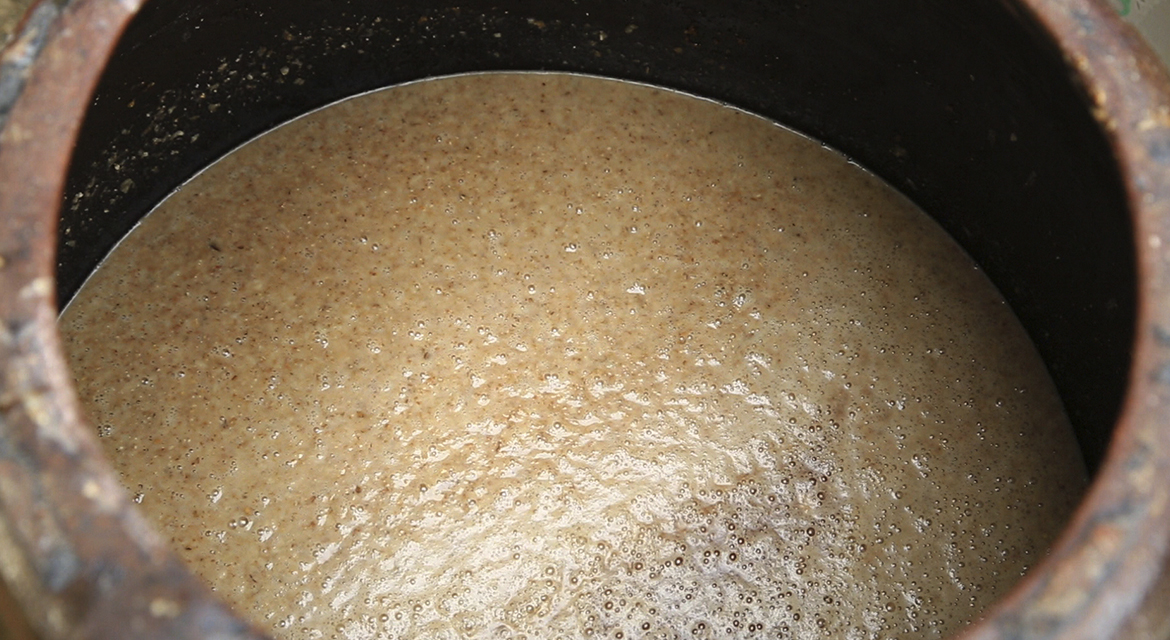 Natural yeasts and ezymes work their magic to create alcohol and a lightly sparkling consistency in the case of makgeolli © Korean Educational Broadcasting System