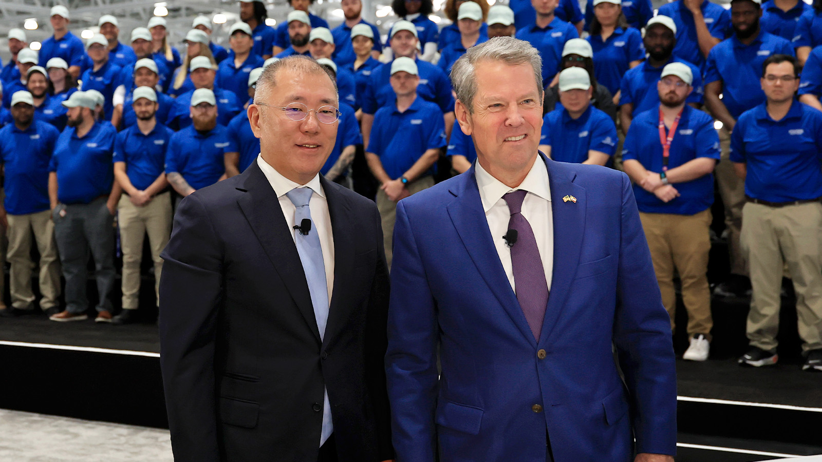 (From left) Euisun Chung, Executive Chair of Hyundai Motor Group; and Brian Kemp, Governor of Georgia