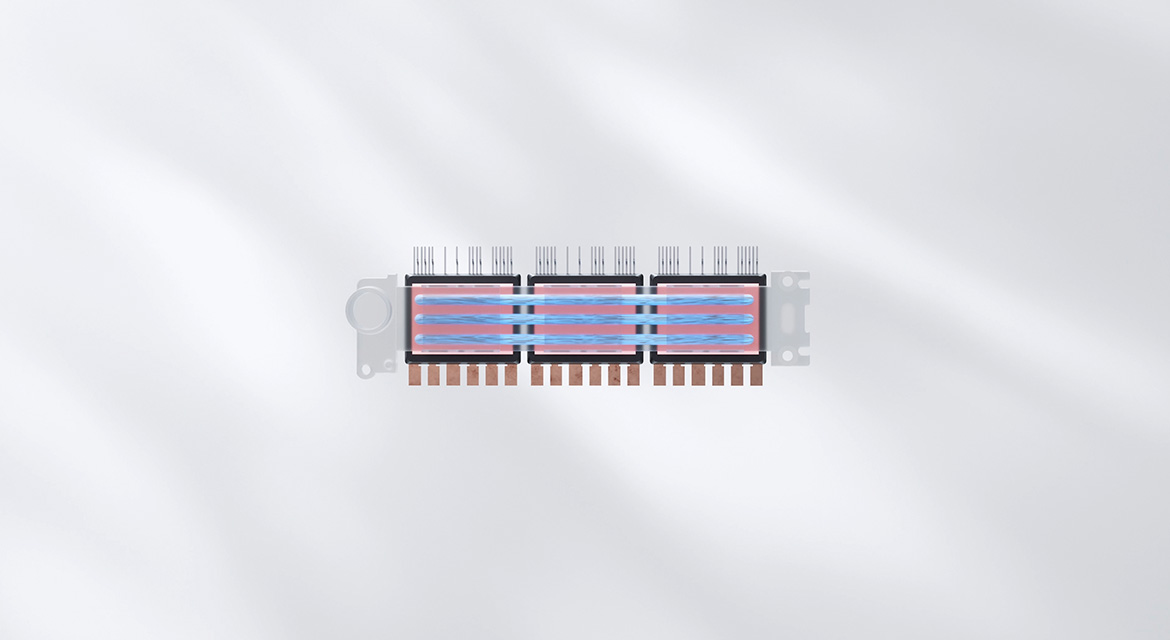 Hyundai Motor Group integrated nine power modules into three and enhanced the cooling system with a double-sided setup, reducing size and weight while maintaining durability.