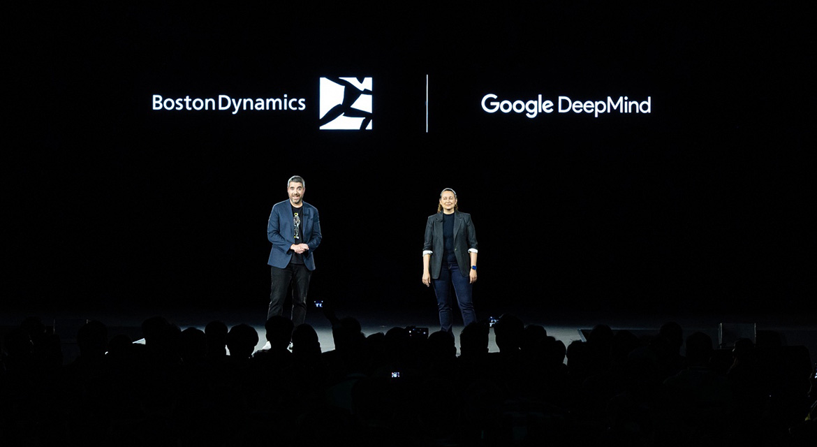 (From left) Alberto Rodriguez, Director of Atlas Behavior at Boston Dynamics; Carolina Parada, Head of Robotics at Google Deepmind