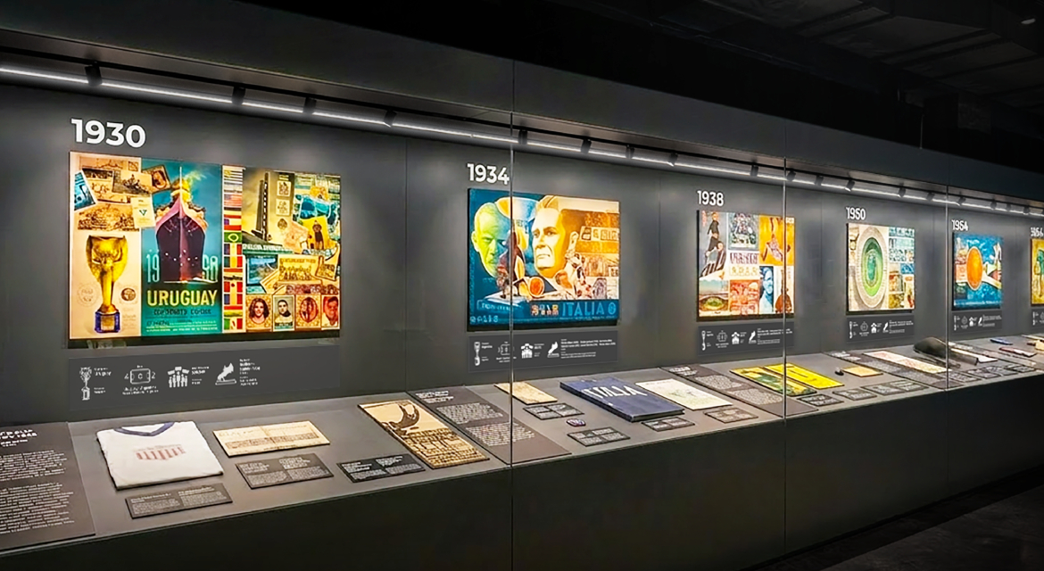 Rendered view of the FIFA Museum exhibition space (FIFA heritage exhibits)