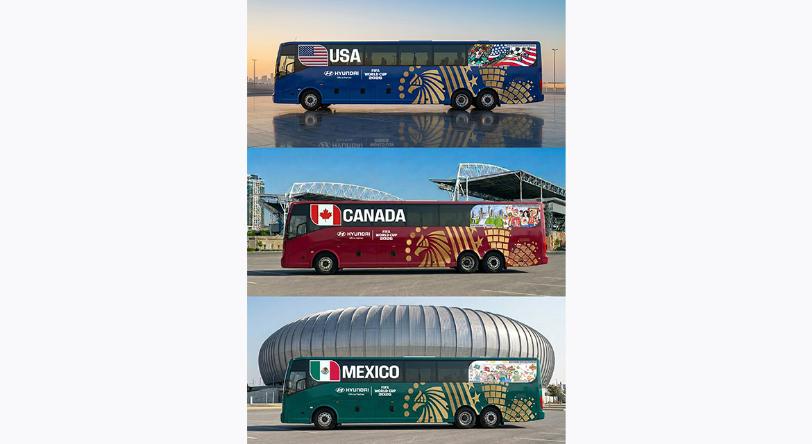 FIFA World Cup 2026™ National Team Bus designs of the host countries - the United States, Canada and Mexico