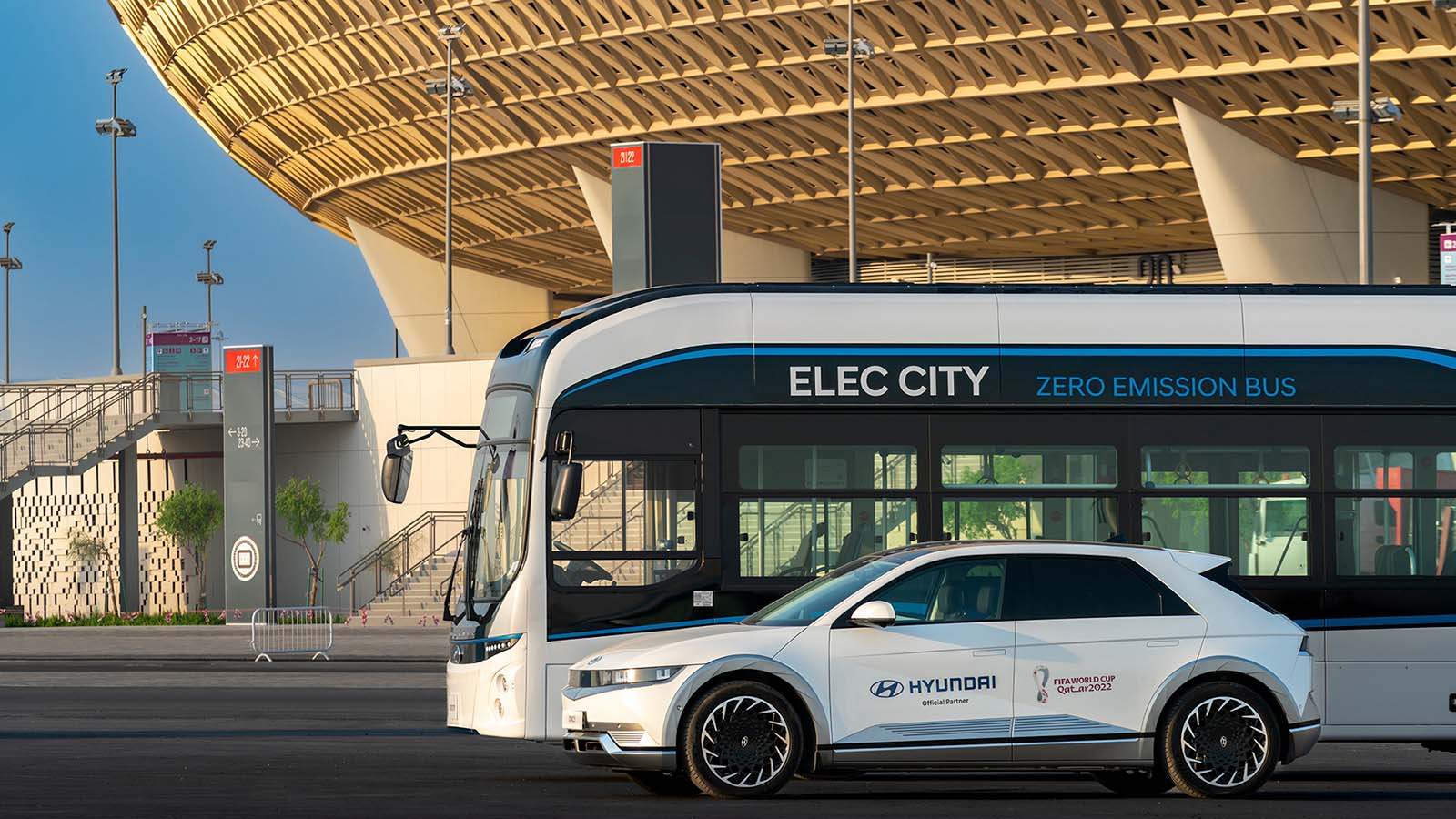 IONIQ 5 and ELEC CITY buses provided as official tournament vehicles for FIFA World Cup Qatar 2022™.